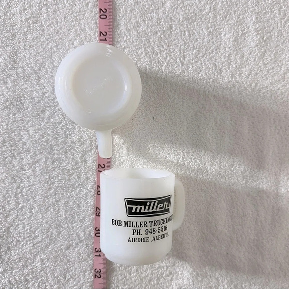 Vintage Glassbake Heat Resistant Milk Glass Bob Miller Trucking LTD. Mugs x2 - Picture 12 of 12